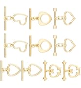 Craftdady Heart Toggle Clasp Golden Bracelet Clasps Jewelry Clasp Connector | 10 Sets 5 Styles T-...
