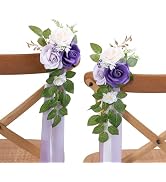 DreamBuilt Set of 10 Wedding Aisle Decorations for Ceremony, Purple Pew Flowers for Church Chair ...