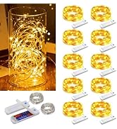 ZNYCYE 10 Pack Fairy Lights with Timer,10 ft 30 LED String Lights 8 Modes Fairy Lights Battery Op...