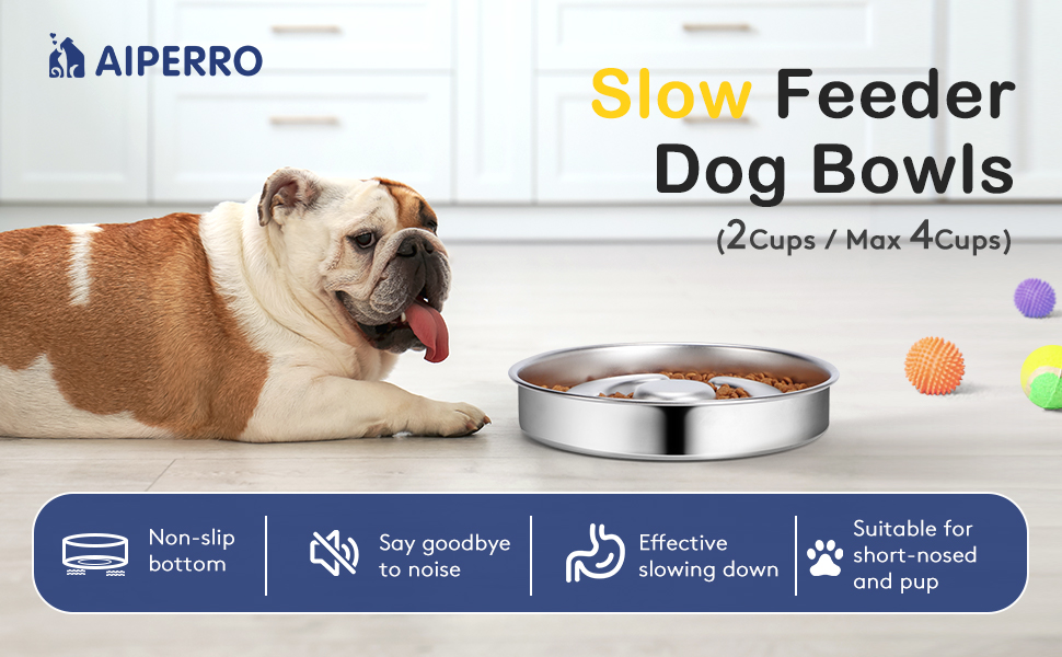 Slow Feeder Dog Bowl Stainless Steel
