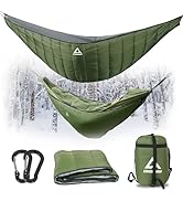 CROSSHIP Hammock Underquilt for Camping - Full Length Orange Lightweight Warm Quilt for 3-4 Seaso...