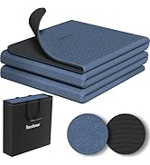 Readaeer Foldable Yoga Mat for Travel Folding Yoga Mat 6mm Thick with Carrying Bag, Non-Slip TPE ...