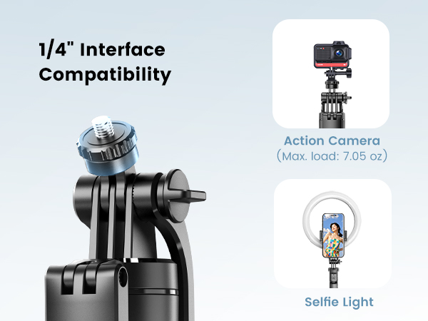 Phone tripod compatible with action camera