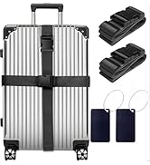 4-Piece Set of Lockable Luggage Straps - Two Luggage Straps and Two Luggage Tags to Protect Your ...