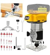 Cordless Wood Router Trimmer for Dewalt 20V Battery, 6 Speeds Wood Trimmer Set, 800W 30000 RPM Br...