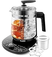 ICOOKPOT 800w Electric Kettle, 2L Borosilicate Glass tea kettle, Hot water kettle electric for Co...