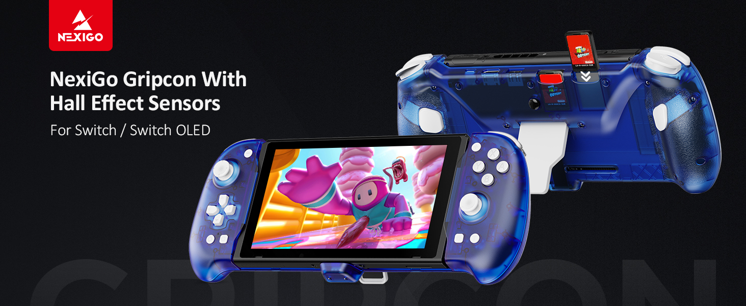 NexiGo GripCon with a central Hall sensor, displaying both positive and negative sides in the image