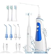 Rechargable Cordless Oral Irrigator with 6 Flossing Modes &amp; 5 Jet Tips, Water Dental Flosser with...