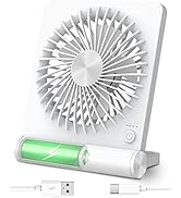 Tevelecin Desk Fan Battery Operated, 2000mAh 180°Foldable Portable Personal Fan, Strong Wind, Ult...
