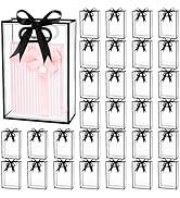 Suwimut 30 Pieces Clear Plastic Gift Bags with Die Cut Handles, Reusable PVC Gift Bags Transparen...