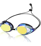 Otionus Swim Goggles for Adult Men Women Youth, Bungee Strap Swimming Goggles No Hair Pulling Mir...