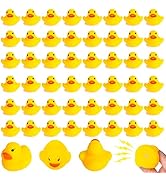 POPLAY Rubber Duck Bath Toys, 52PCS Yellow Rubber Ducks Bulk Baby Bath Toys for Toddlers Kids Boy...
