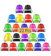 KUUQA 22 Pcs Drawstring Backpack Bag with Reflective Strip,String Backpack Bulk Cinch Sack Tote B...