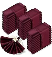 SiinvdaBZX 60 Pieces Burgundy Cloth Napkins Scalloped Edges Decor, 17x17 Inches Square Satin Napk...