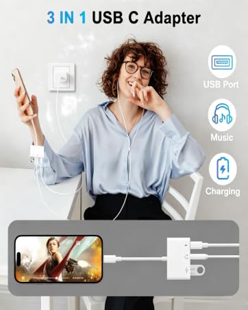 USB C to USB Adapter with 3.5mm Headphone Jack and 60W PD Fast Charging
