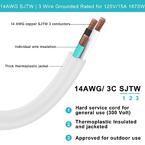 Short Outdoor Indoor Extension Cord with On/Off Switch