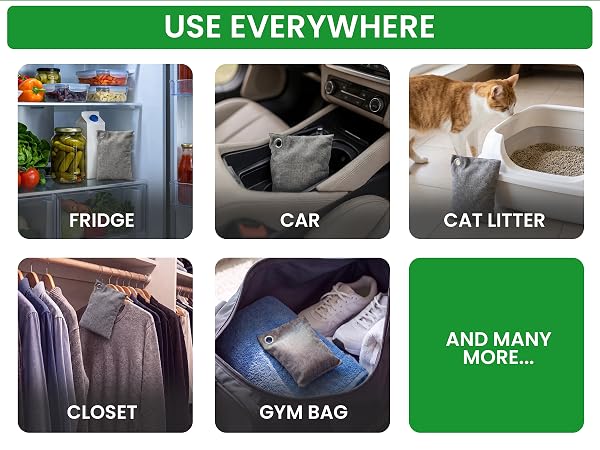 use everywhere; fridge, car, cat litter, closet, gym bag... and more
