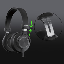 Headphones can be extended up and down