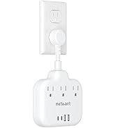 Multi Plug Outlet Splitter, 0.2ft Ultra-Short Cord Power Strip, 3 Outlets, 4 USB Ports, Multiple ...