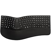 DeLUX Full Size Wireless Ergonomic Keyboard with Palm Rest, Ultra-Thin Split Keyboard, Bluetooth ...