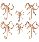 Eikovia 6 PCS Wall Hooks,Rose Gold Bow Hook,Metal Hook,Wall Hooks for Hanging,Coats,Hats,Bags,Bat...