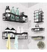 GD Adhesive Shower Caddy 5 Pack – Rustproof Stainless Steel No-Drill Bathroom Organizer Shelves w...