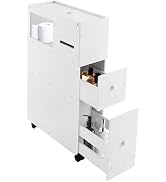 Ojseimchrl 4 Tier Small Bathroom Storage Cabinet, Slim Bath Side Cabinet with Drawers, Floor Stor...