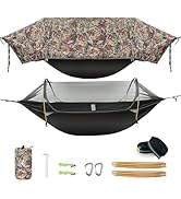 Rivenlo Camping Hammock Tent with Mosquito Net &amp; RainFly, 3 in 1 Waterproof Lightweight Portable ...