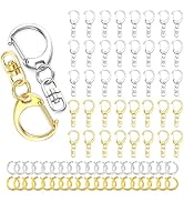 Evnlo 50Pcs Keychain Clip Swivel Snap Hooks,Lobster Claw Clasps Silver and Gold Key Chain Rings D...