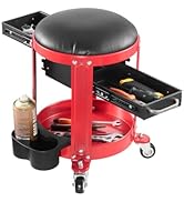 VEVOR Rolling Mechanic Stool with Wheels, 300 lbs Capacity Garage Seat/Work Stool, Padded Roller ...