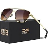LUENX Aviator Sunglasses for Men Women Square Polarized Polygon Lens - UV 400 Protection