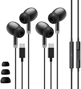 USB C Headphones, Wired Earbuds USB C for Samsung S26 S25 A16 A17, USBC Headphones 2 Pack [Clear ...