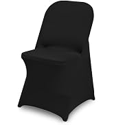 CYFFPKMN 10 Packs Black Spandex Stretch Folding Chair Covers for Wedding Party,Universal Fitted W...