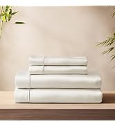 Deconovo Queen Bamboo Sheet Set 4 Piece, White, Cooling | Bamboo viscose, moisture-wicking, 16-in...