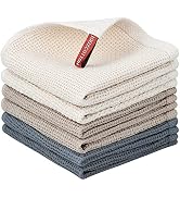 Nialnant 6 Pack Kitchen Towels and Dishcloths Sets,100% Cotton Soft Absorbent Quick Drying Dish T...