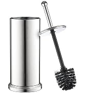 Toilet Brush Set Chrome Toilet Brush for Tall Toilet Bowl and Toilet Brush Holder with Lid Great ...