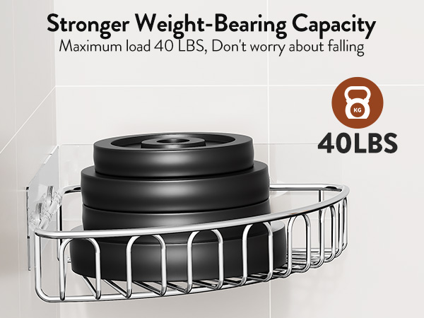 Adhesive Shower Shelves for Inside Shower No Drilling 2 Pack Silver Only for 90-Degree Corner