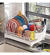 ADBIU White Dish Drying Rack with Drainboard Set Extra Large(18.5" L x 13" W x 7.5" H)