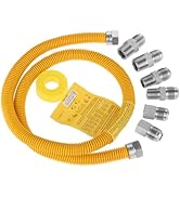 48"Gas Hose Connector Kit Gas Line for Dryer, Water Heater, Stove- 5/8 In. OD (1/2 In. ID) 1/2 In...