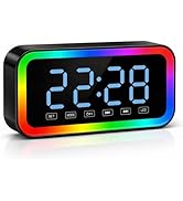 Audster Portable Rechargeable Bluetooth Speaker Alarm Clock with FM Radio and Multi-Color LED Nig...