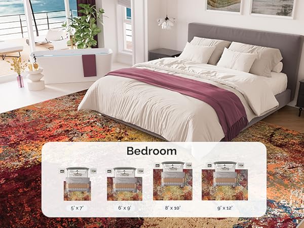 Arbosofe Abstract Rug for Bedroom Red&amp;amp;Orange