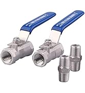 DERNORD 1PC Type Stainless Steel 1/4 Inch Ball Valve NPT Standard Port with Male Hex Nipple for W...