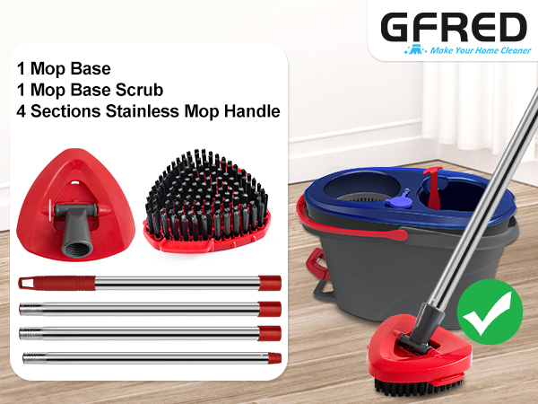 O-Cedar EasyWring 2 Tank Spin Mop Handle Mop Base &amp;amp; Mop Brush Combo