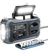 Hand Crank Emergency Radio, 10000mAh Weather Radio with AM/FM/NOAA, Solar Prower, SOS Alarm, Phon...
