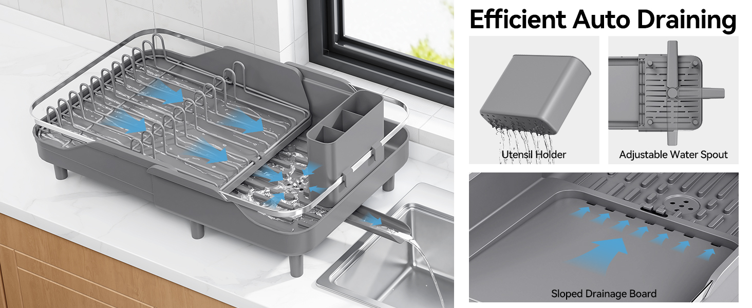 stainless steel dish drying rack expandable black large rustproof dish drainer for kitchen counter