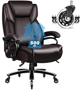 Big and Tall Office Chair 500lbs, High Back Extra Wide Leather Office Executive Chair for Heavy P...