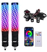 ZIMABLUE 2PC 1FT Fat Whip Lights for Side by Side, App & Remote Control RGB Chasing Light Whip wi...