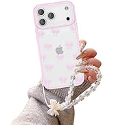 EYZUTAK Case for iPhone 17 Pro Max, Clear Cute Ribbon Bowknot Aesthetic Phone Case with Charm Bra...