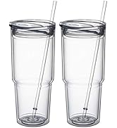MEWAY 30oz/2 pcs Classic Insulated Tumblers,Double Wall Acrylic Tumbler with Lid,Reusable Plastic...
