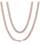 ChainsHouse Copper Cuban Link Chain Necklace for Men Women, 18K Gold/Black/Rose Gold Plated Miami...